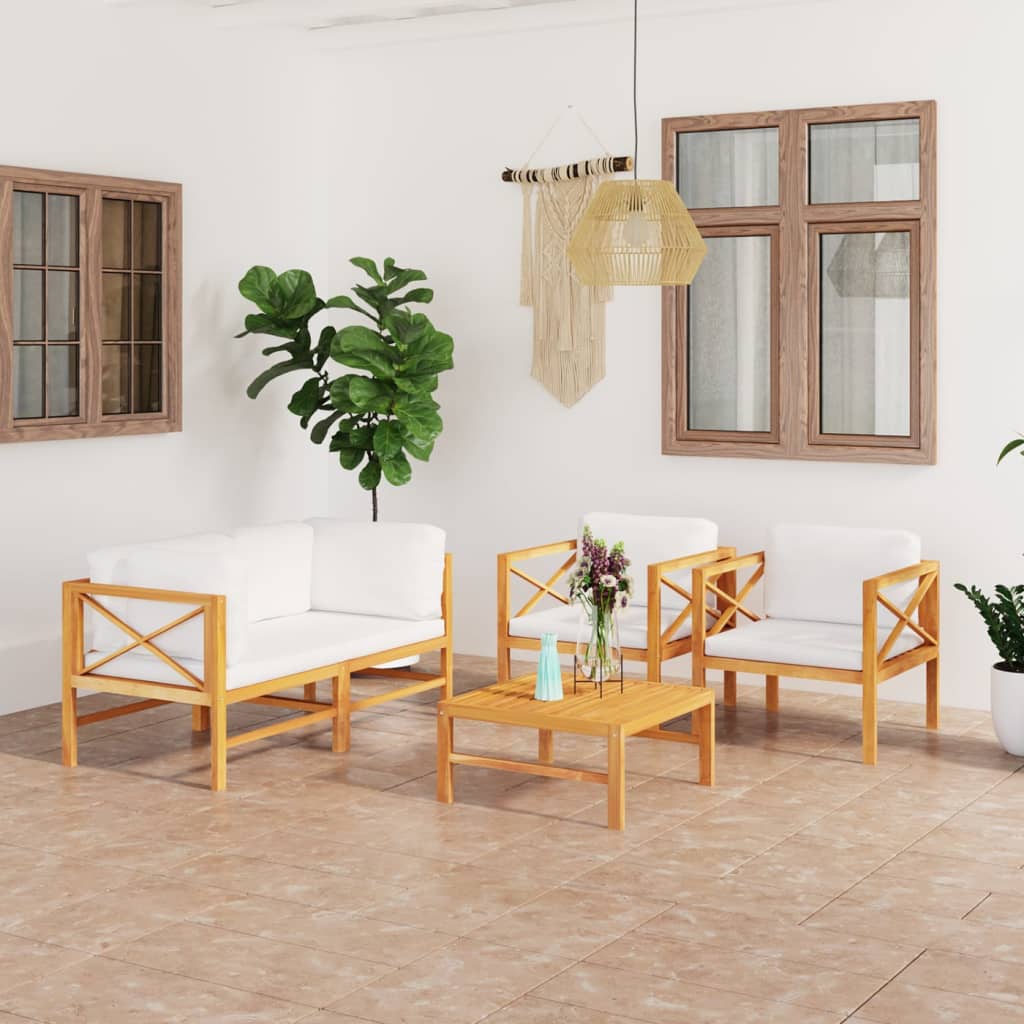 Soffa För Trädgården Med Dynor Massiv Teak