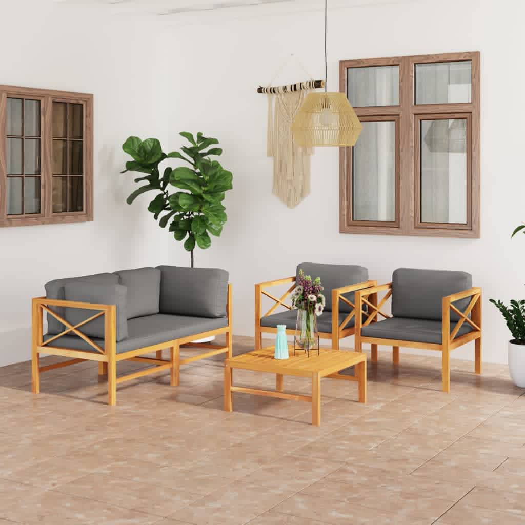 Soffa För Trädgården Med Dynor Massiv Teak