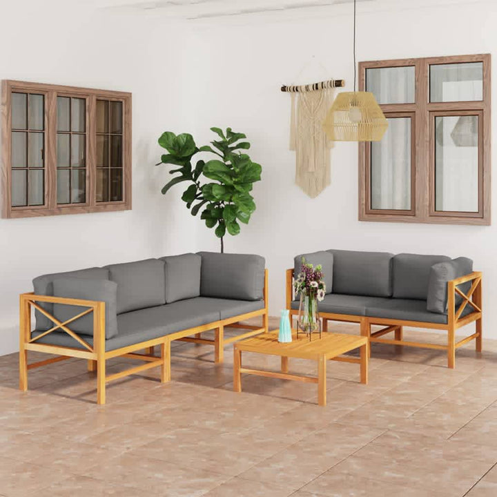 Soffa För Trädgården Med Dynor Massiv Teak