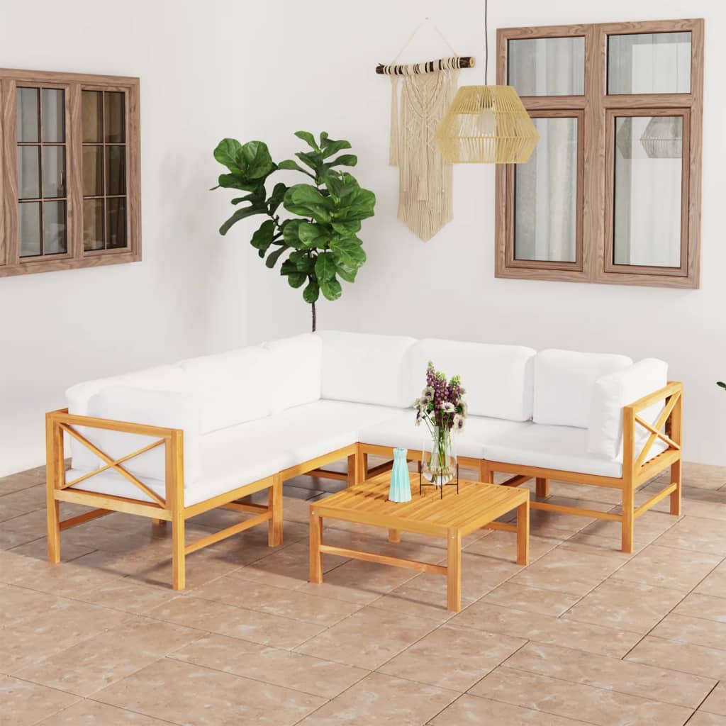 Soffa För Trädgården Med Dynor Massiv Teak