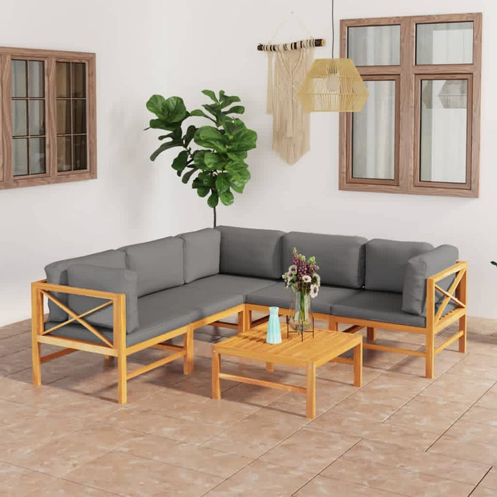 Soffa För Trädgården Med Dynor Massiv Teak