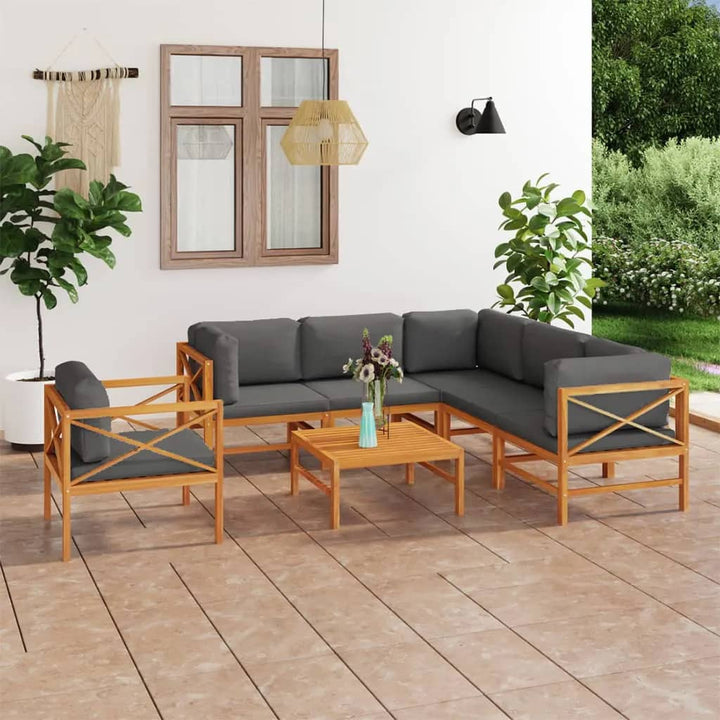 Soffa För Trädgården Med Dynor Massiv Teak