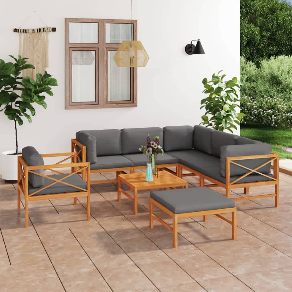 Soffa För Trädgården Med Dynor Massiv Teak