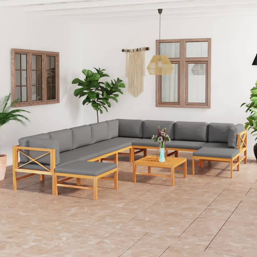 Soffa För Trädgården Med Dynor Massiv Teak