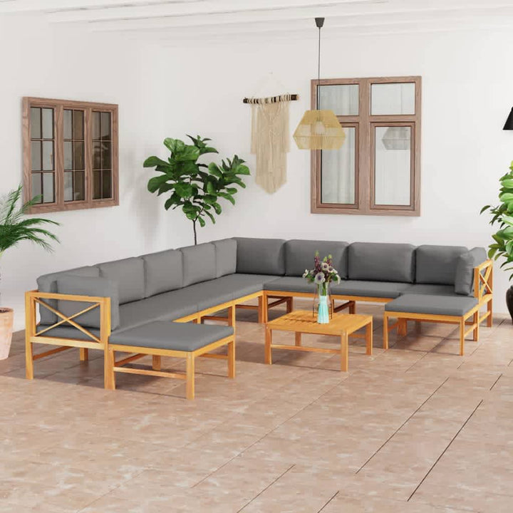 Soffa För Trädgården Med Dynor Massiv Teak