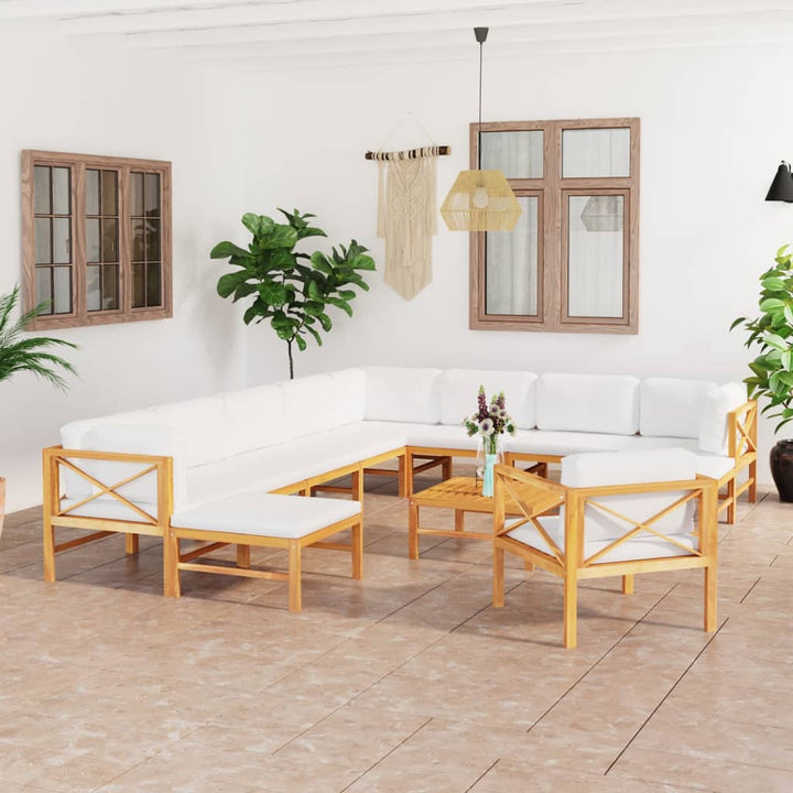 Soffa För Trädgården Med Dynor Massiv Teak