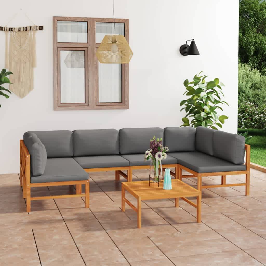 Soffa För Trädgården Med Dynor Massiv Teak