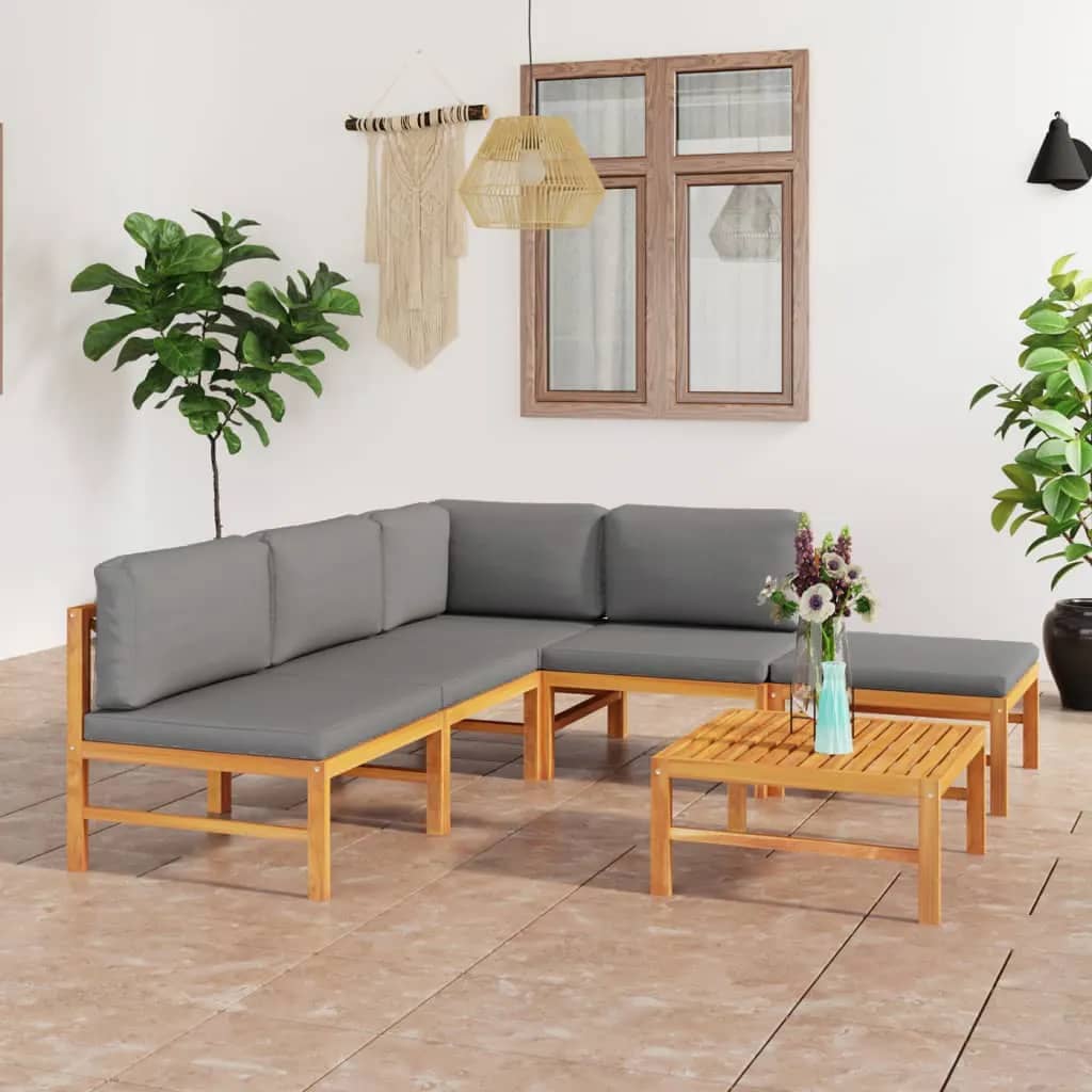 Soffa För Trädgården Med Dynor Massiv Teak