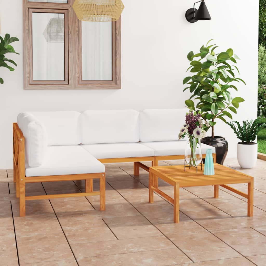 Soffa För Trädgården Med Dynor Massiv Teak