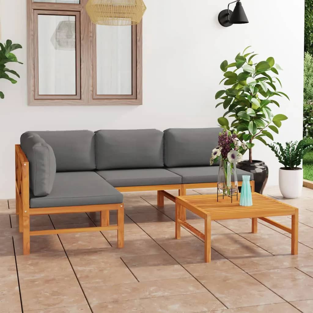 Soffa För Trädgården Med Dynor Massiv Teak