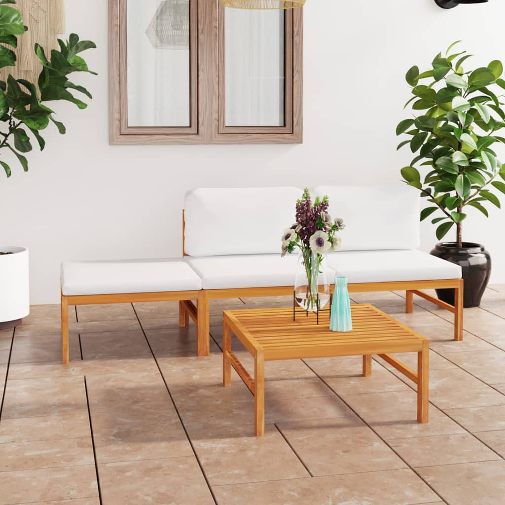 Soffa För Trädgården Med Dynor Massiv Teak