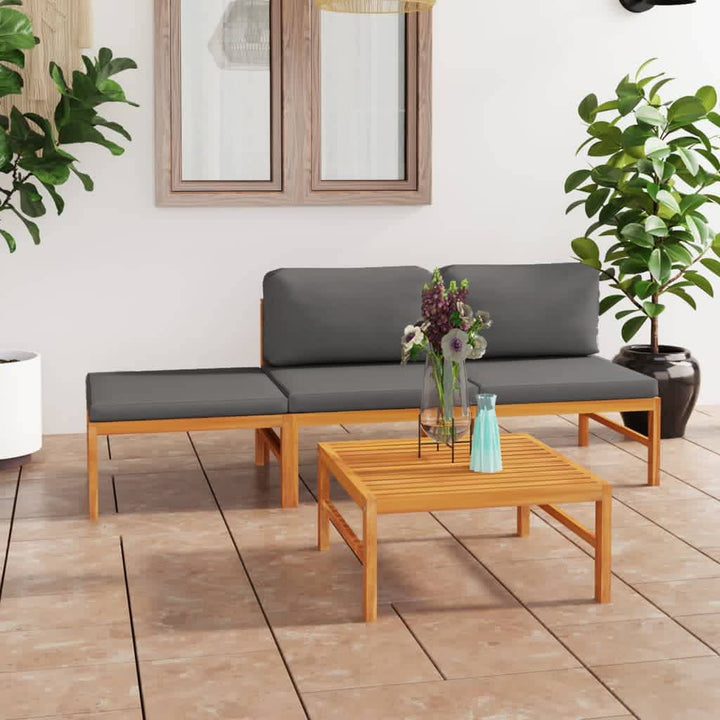 Soffa För Trädgården Med Dynor Massiv Teak