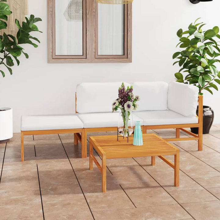 Soffa För Trädgården Med Dynor Massiv Teak