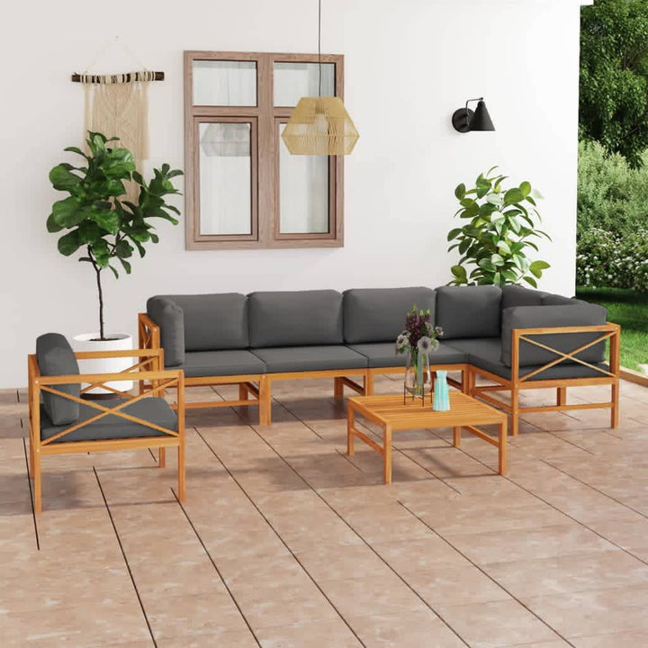 Soffa För Trädgården Med Dynor Massiv Teak