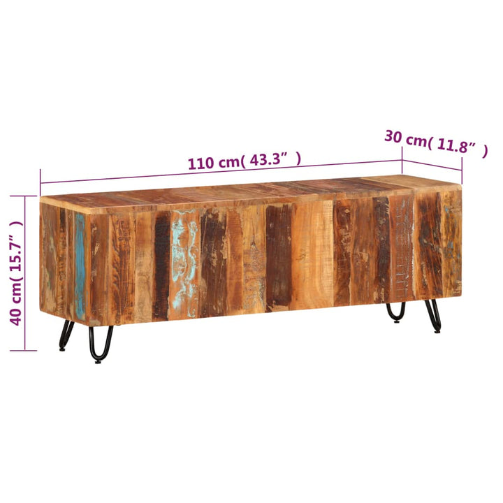 Tv-Bänk 110X30X40 Cm Massivt Återvunnet Trä