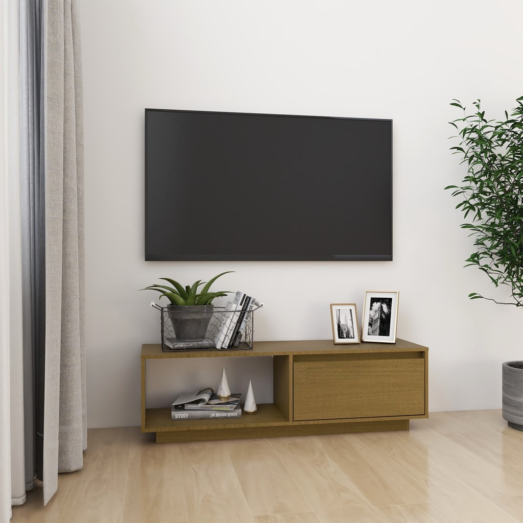 Tv-Bänk 110X30X33,5 Cm Massiv Furu
