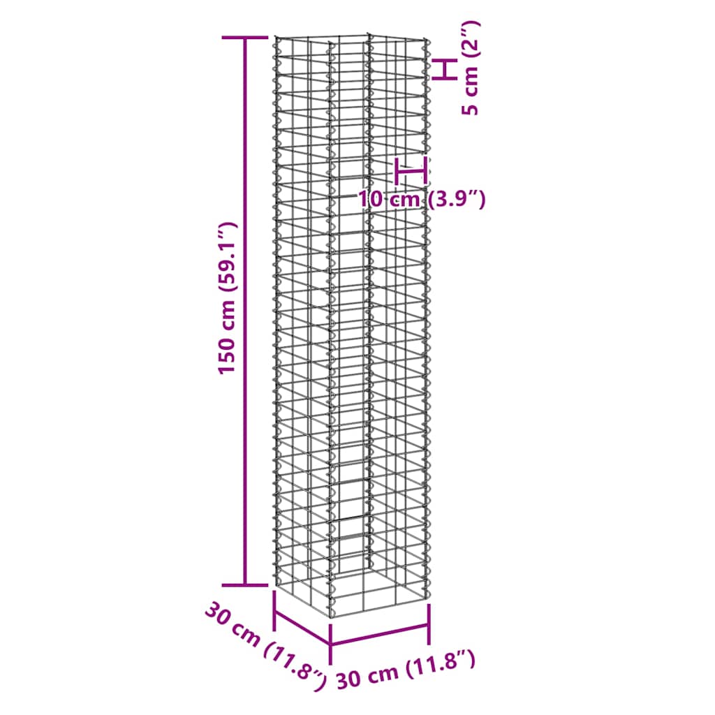 Gabioner 4 St 30X30X50/100/150/200 Cm Järn