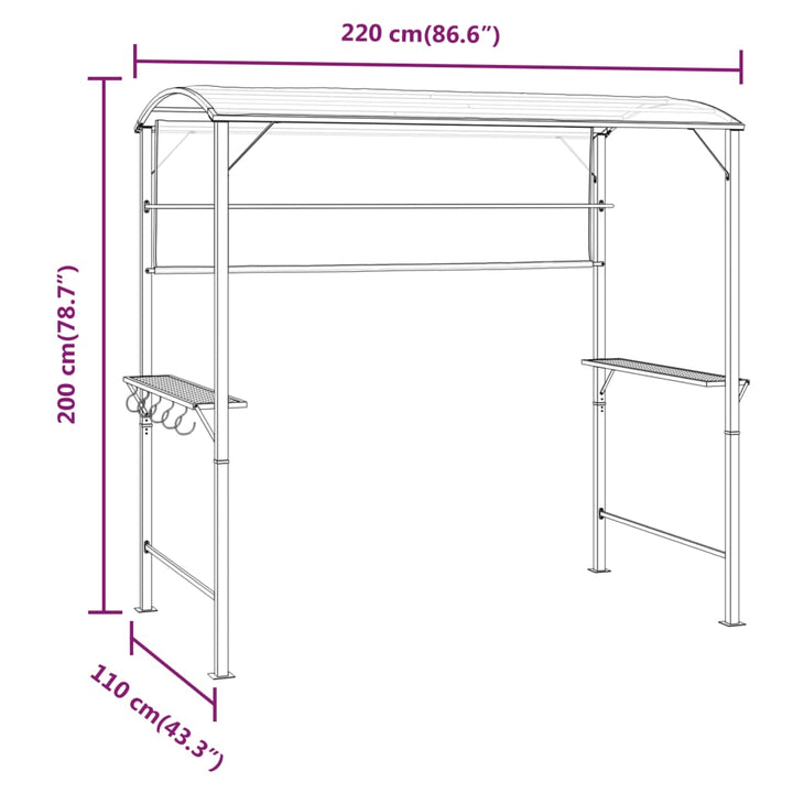 Paviljong Med Tak 220X110X200 Cm