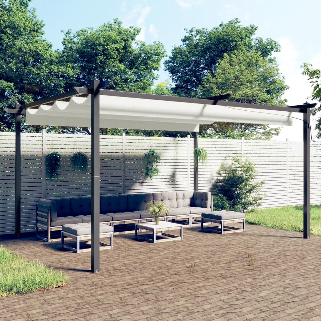 Paviljong Med Infällbart Tak 3X3 M Gräddvit