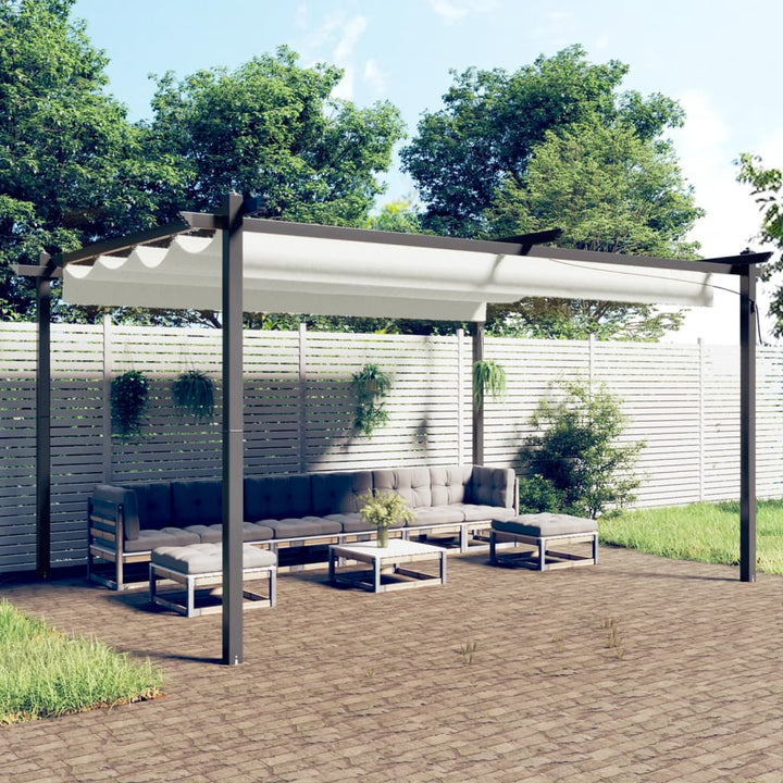 Paviljong Med Infällbart Tak 3X3 M Gräddvit