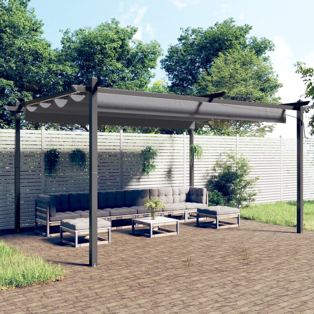 Paviljong Med Infällbart Tak 3X3 M Gräddvit