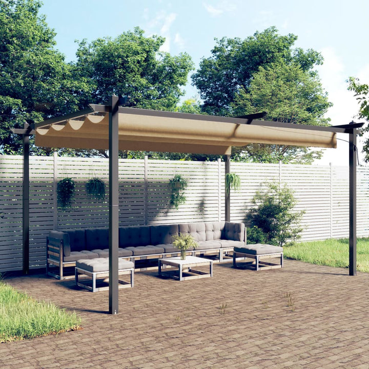 Paviljong Med Infällbart Tak 3X3 M Gräddvit