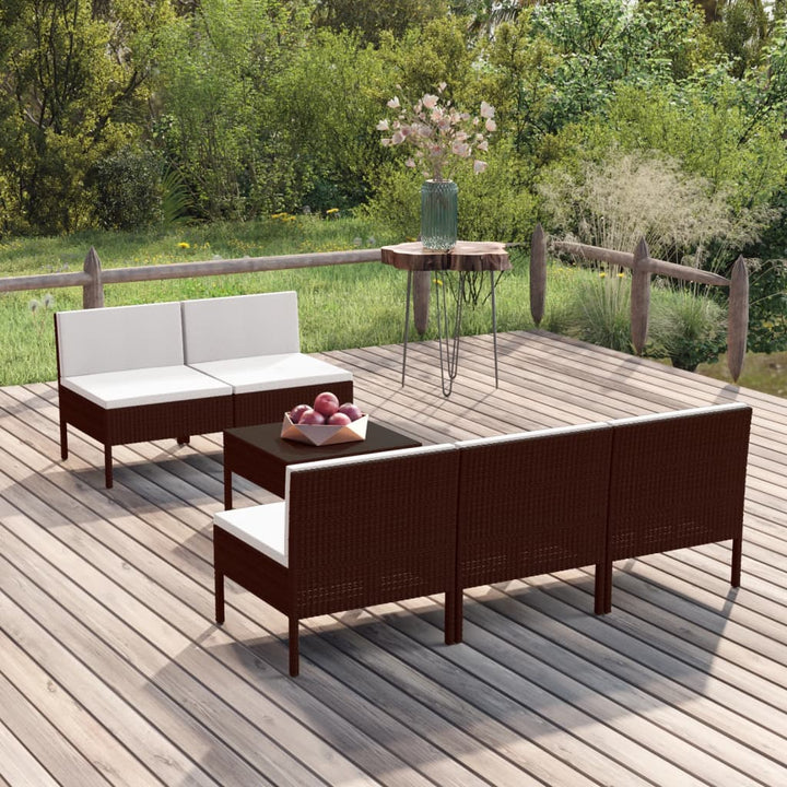 Loungegrupp Med Dynor 5 Delar Konstrotting Brun