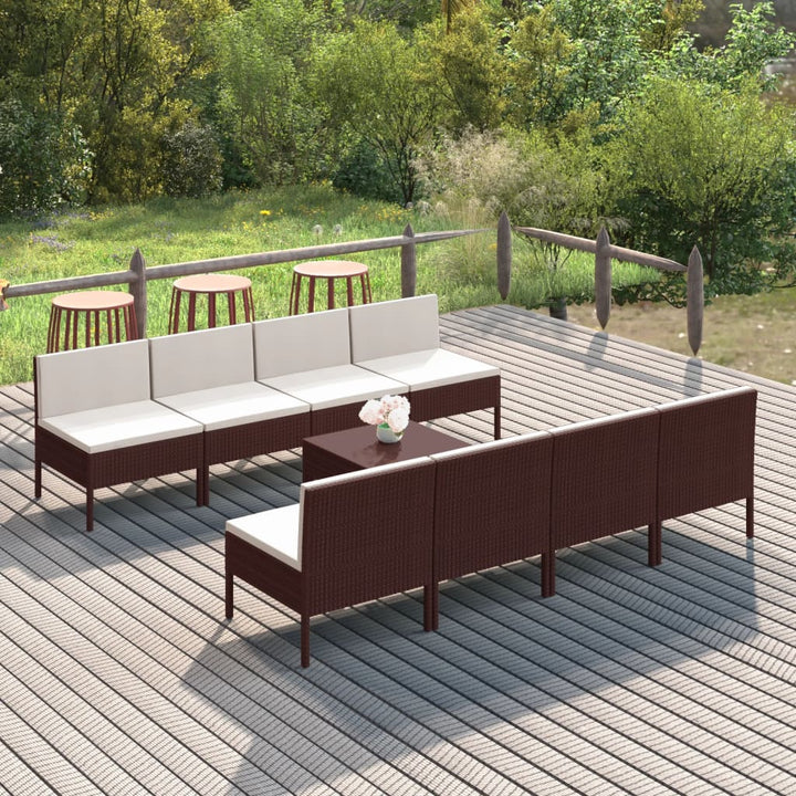 Loungegrupp Med Dynor 5 Delar Konstrotting Brun