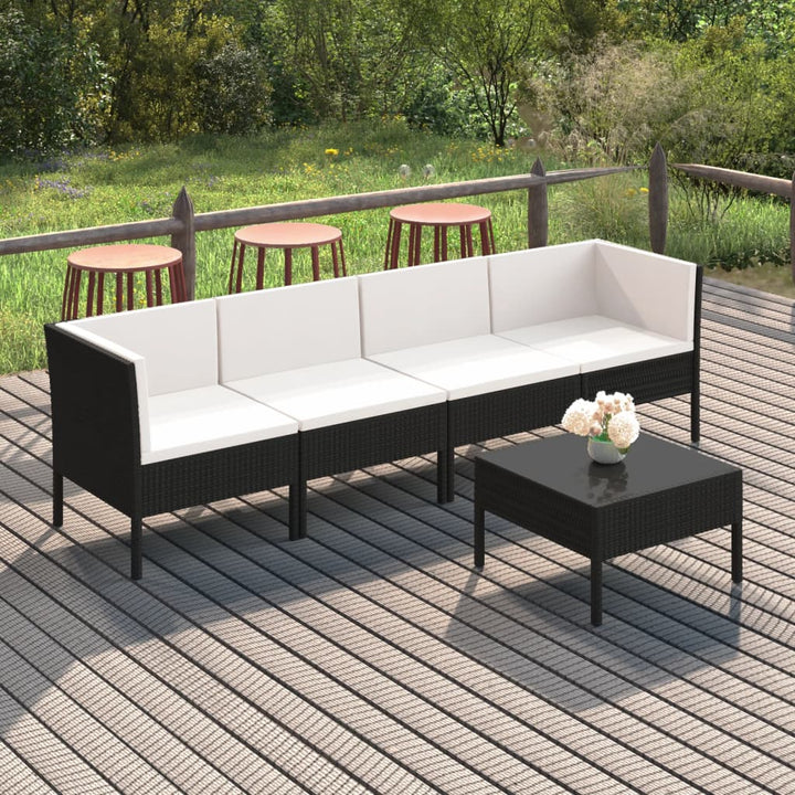 Loungegrupp För Trädgården Med Dynor 9 Delar Konstrotting Svart