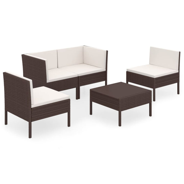 Loungegrupp Med Dynor 5 Delar Konstrotting Brun