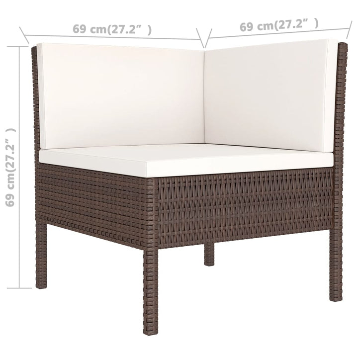 Loungegrupp Med Dynor 5 Delar Konstrotting Brun