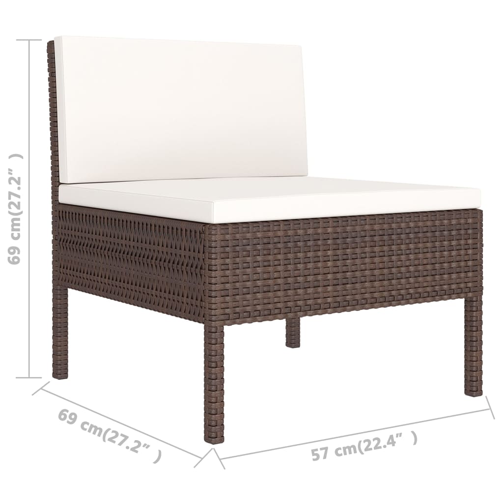Loungegrupp Med Dynor 5 Delar Konstrotting Brun