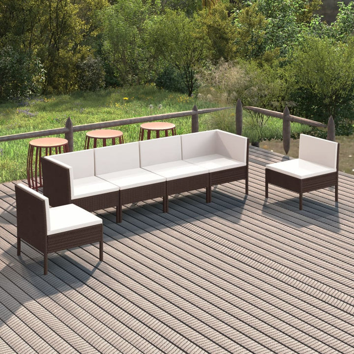 Loungegrupp Med Dynor 5 Delar Konstrotting Brun