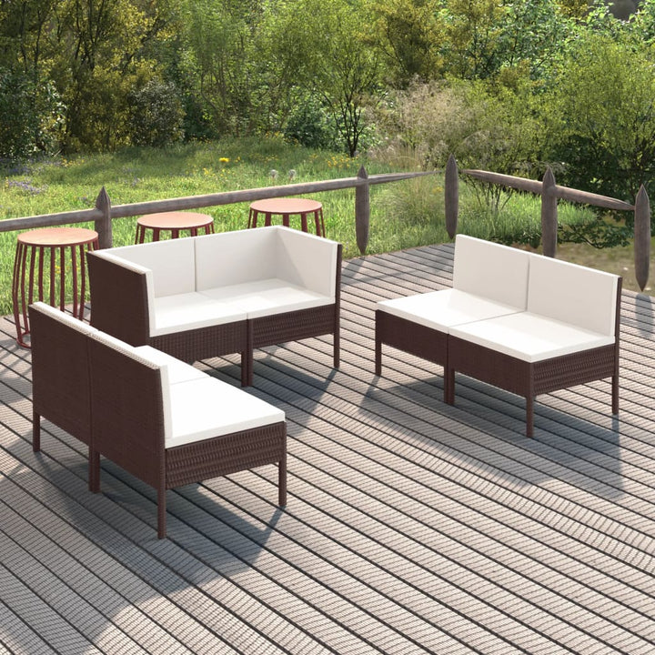 Loungegrupp Med Dynor 5 Delar Konstrotting Brun