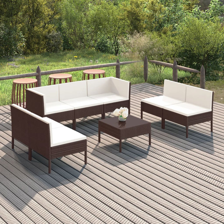 Loungegrupp Med Dynor 5 Delar Konstrotting Brun