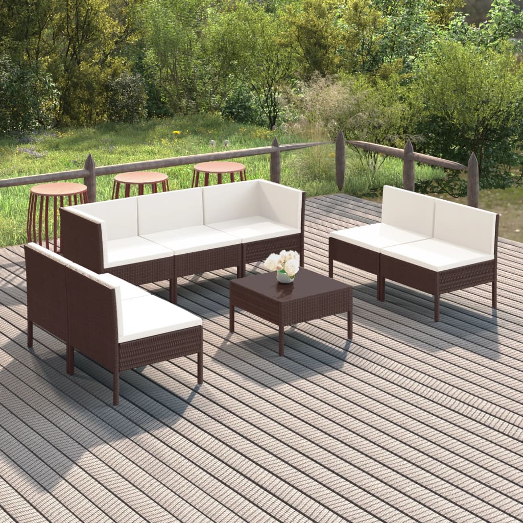 Loungegrupp Med Dynor 5 Delar Konstrotting Brun