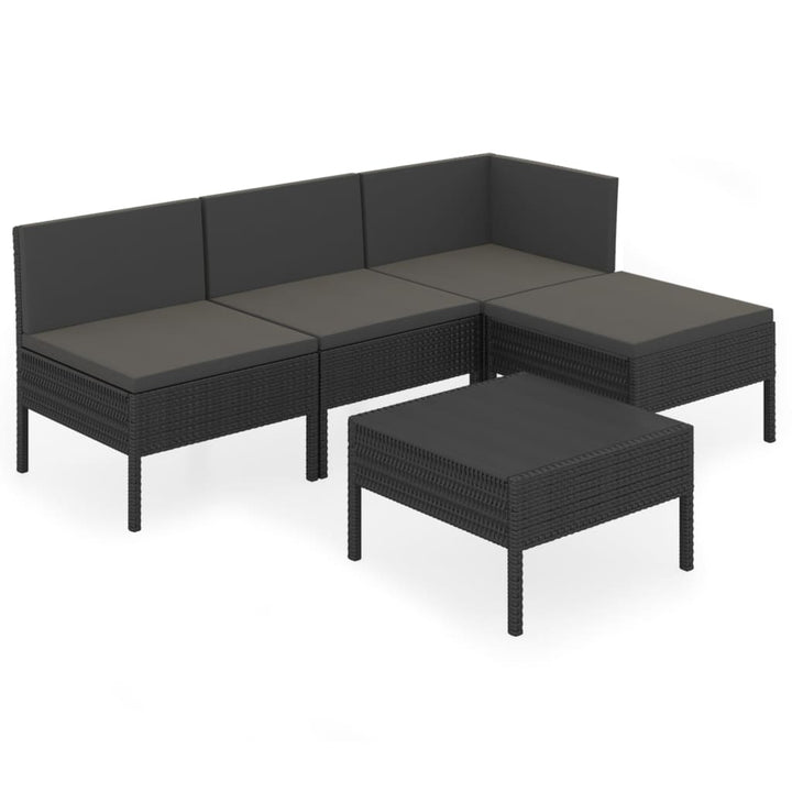 Loungegrupp Med Dynor 5 Delar Konstrotting Svart