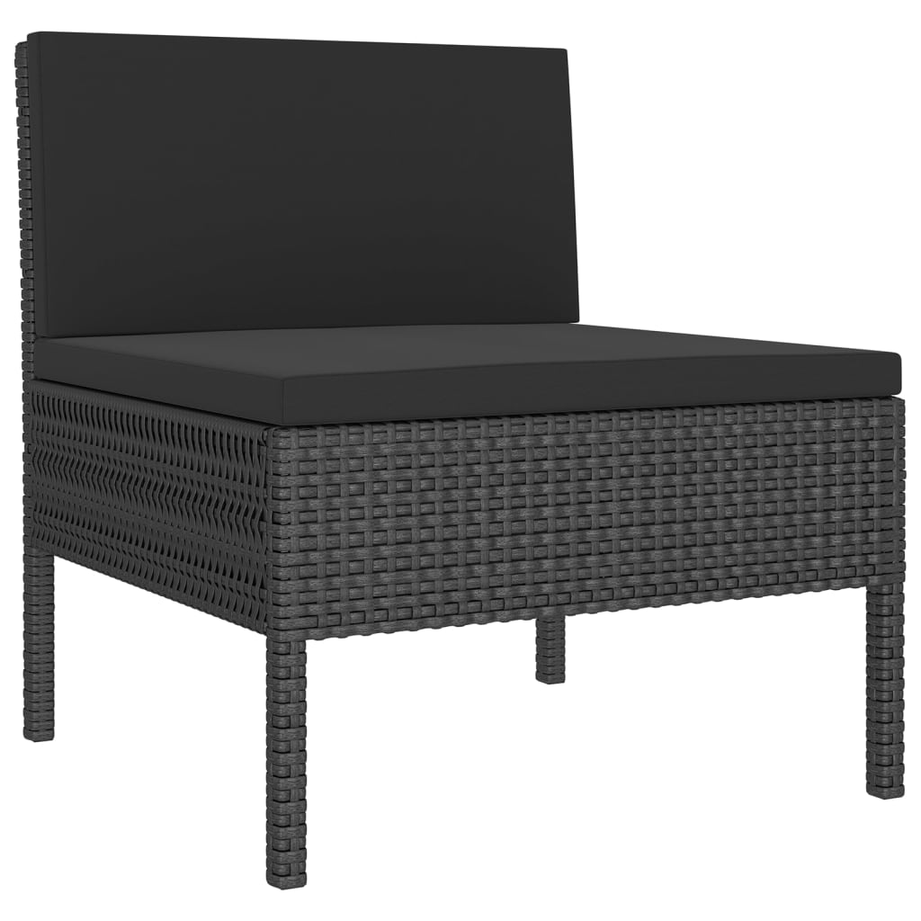 Loungegrupp Med Dynor 5 Delar Konstrotting Svart