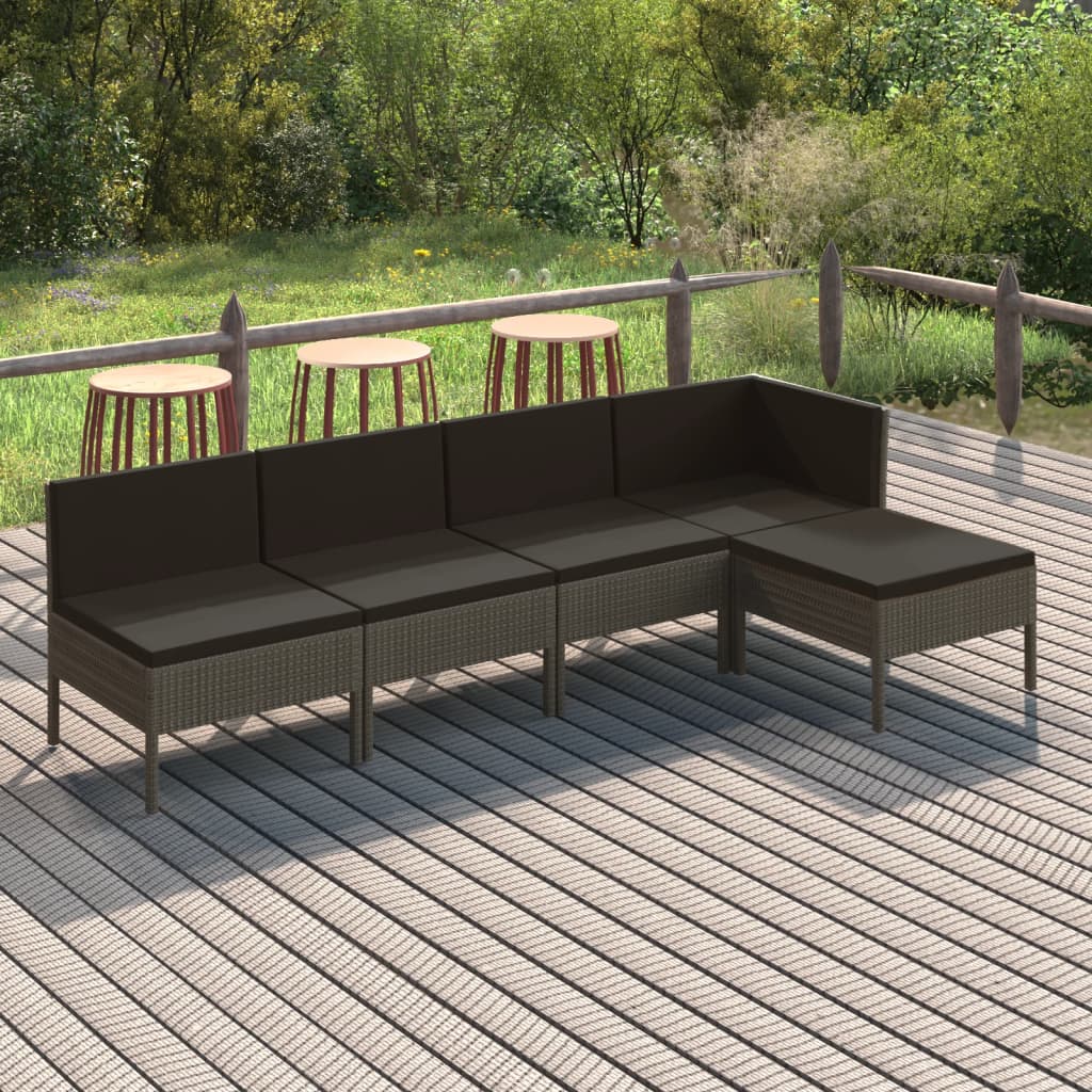 Loungegrupp För Trädgården Med Dynor 12 Delar Konstrotting Grå
