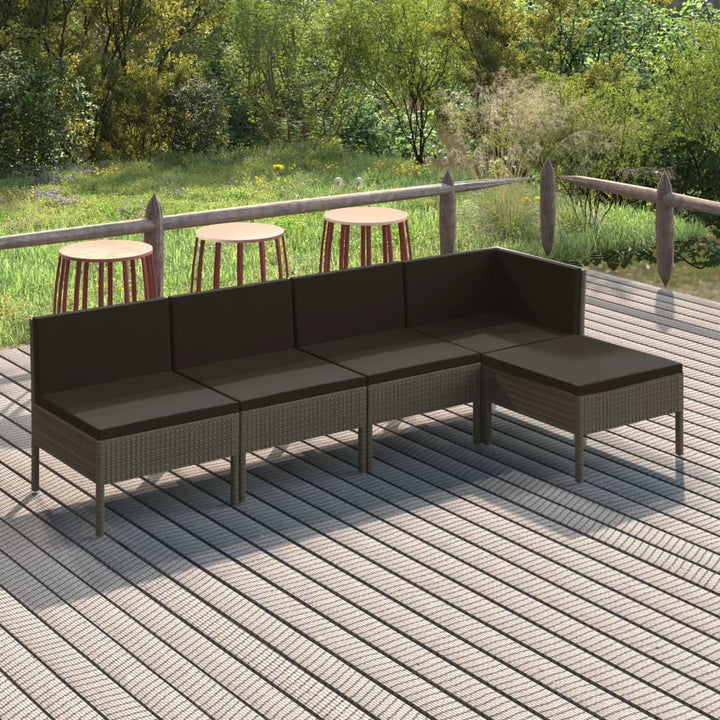 Loungegrupp För Trädgården Med Dynor 12 Delar Konstrotting Grå