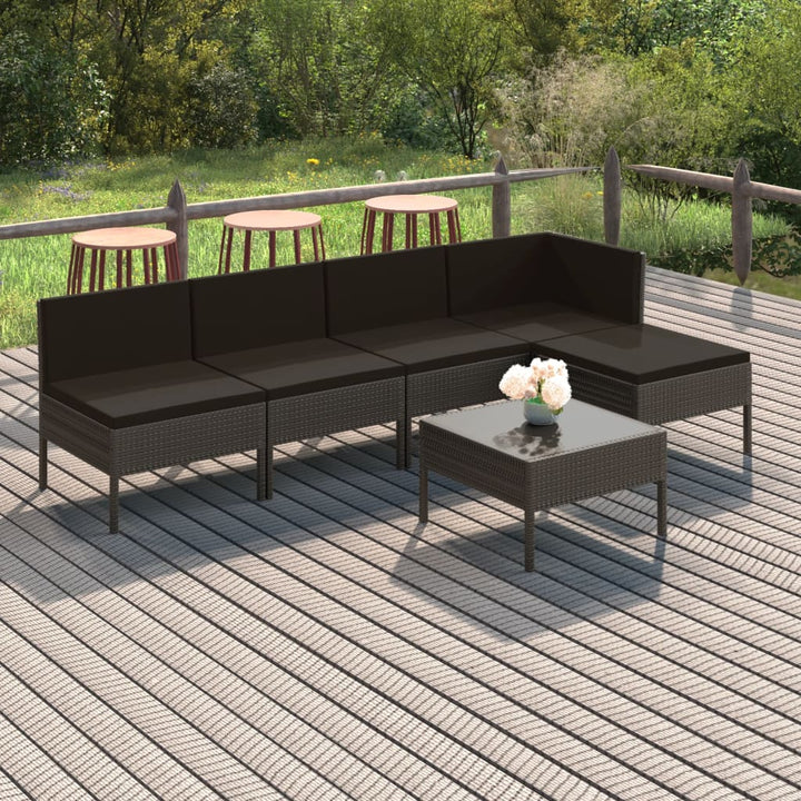 Loungegrupp För Trädgården Med Dynor 12 Delar Konstrotting Grå