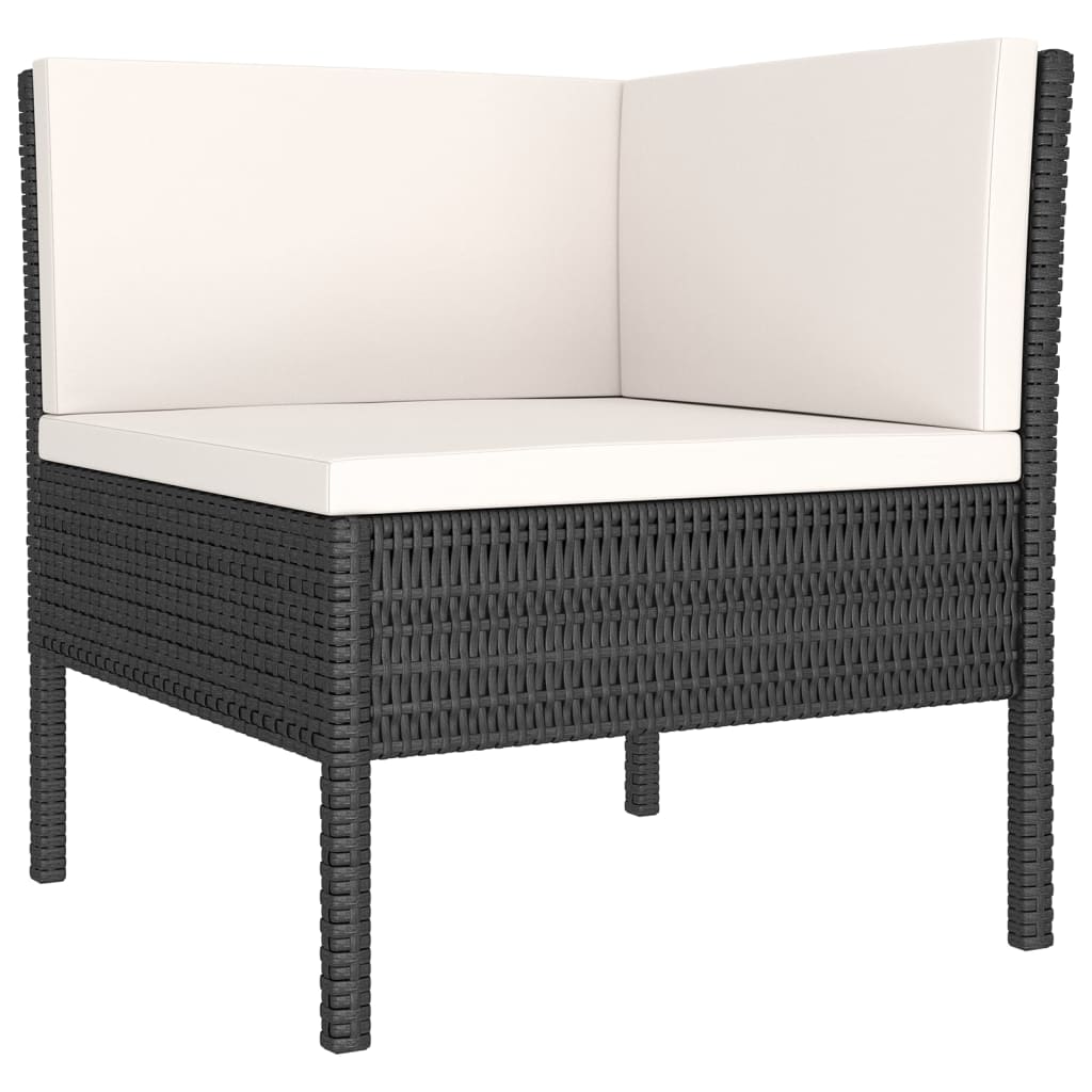 Loungegrupp Med Dynor 5 Delar Konstrotting Svart