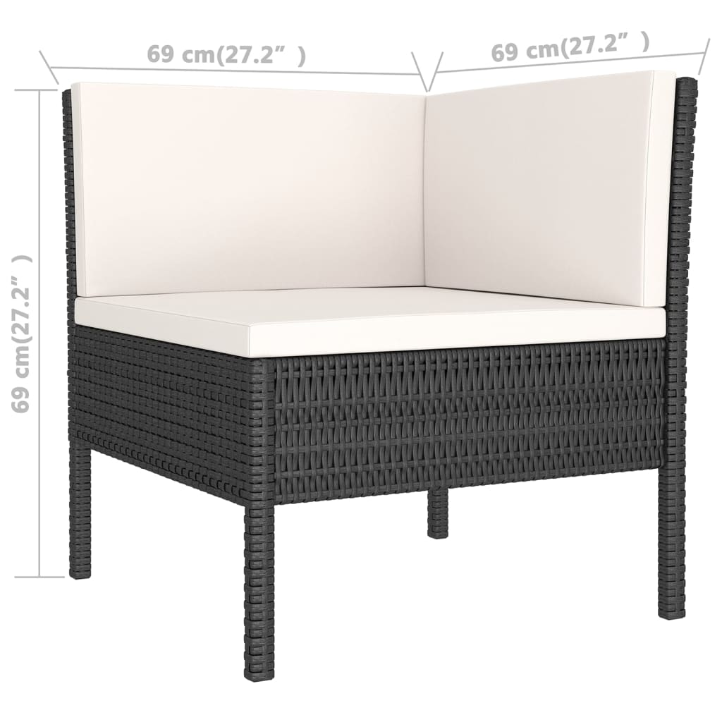 Loungegrupp Med Dynor 5 Delar Konstrotting Svart