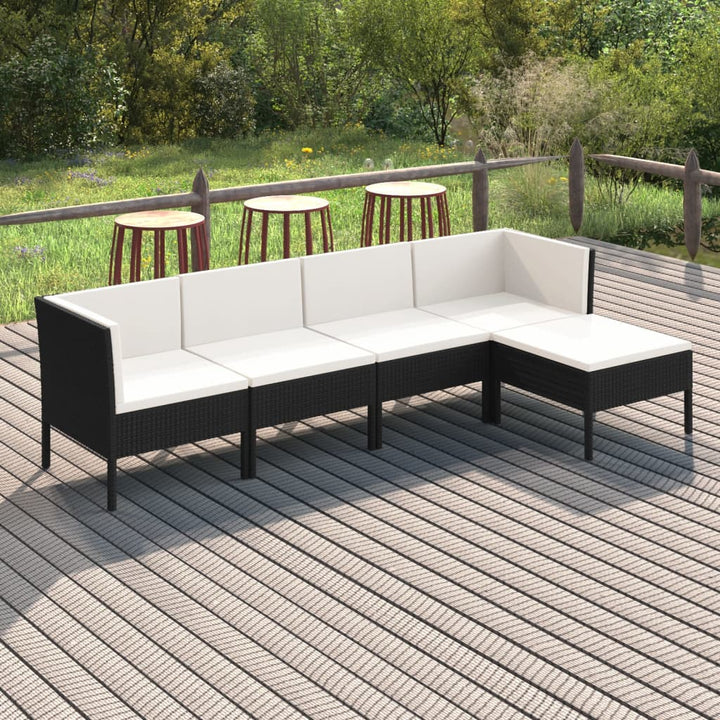 Loungegrupp För Trädgården Med Dynor 9 Delar Konstrotting Svart