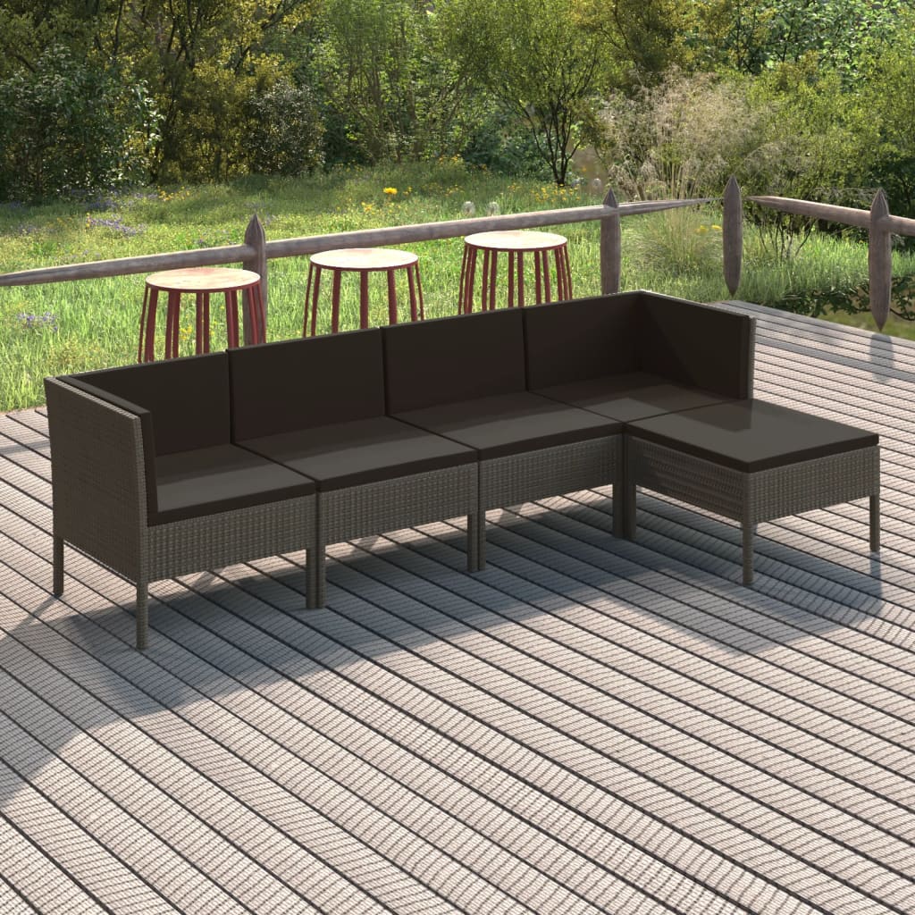 Loungegrupp För Trädgården Med Dynor 12 Delar Konstrotting Grå