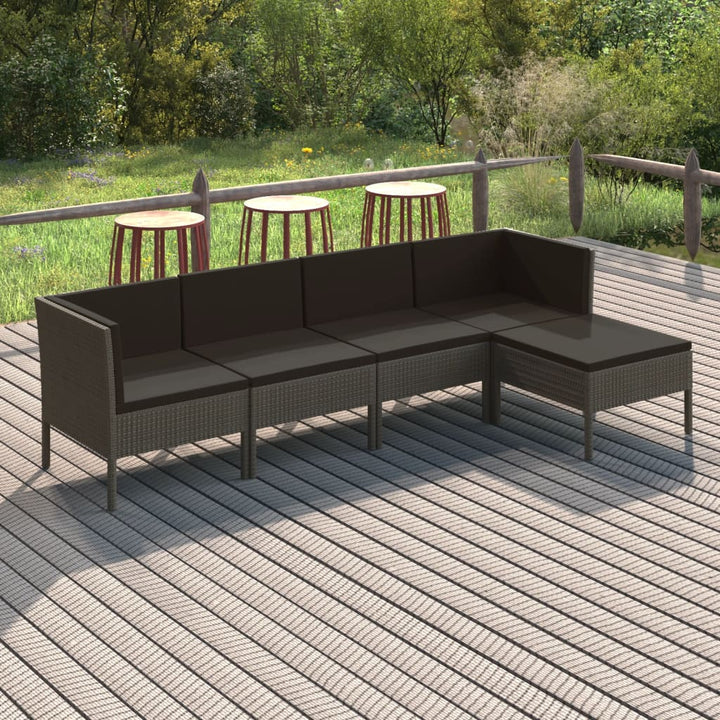 Loungegrupp För Trädgården Med Dynor 12 Delar Konstrotting Grå