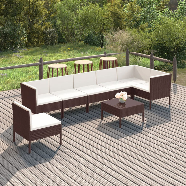 Loungegrupp Med Dynor 5 Delar Konstrotting Brun