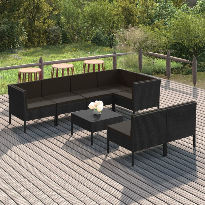 Loungegrupp Med Dynor 5 Delar Konstrotting Svart
