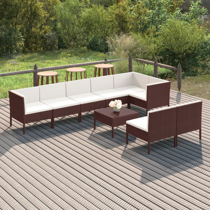 Loungegrupp Med Dynor 5 Delar Konstrotting Brun