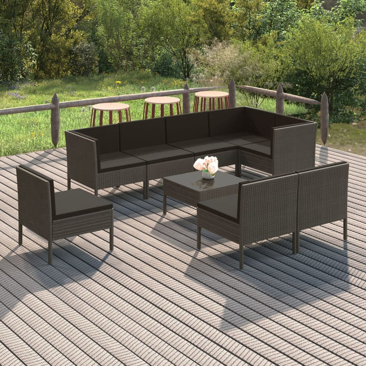 Loungegrupp För Trädgården Med Dynor 12 Delar Konstrotting Grå